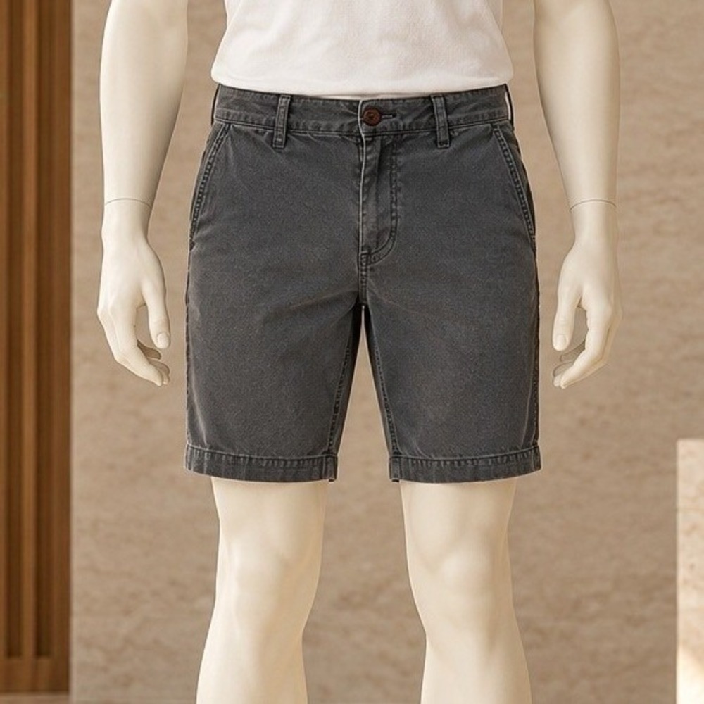 Abercrombie & Fitch Mens Chino Shorts Dark Gray Stretch Solid Size 28